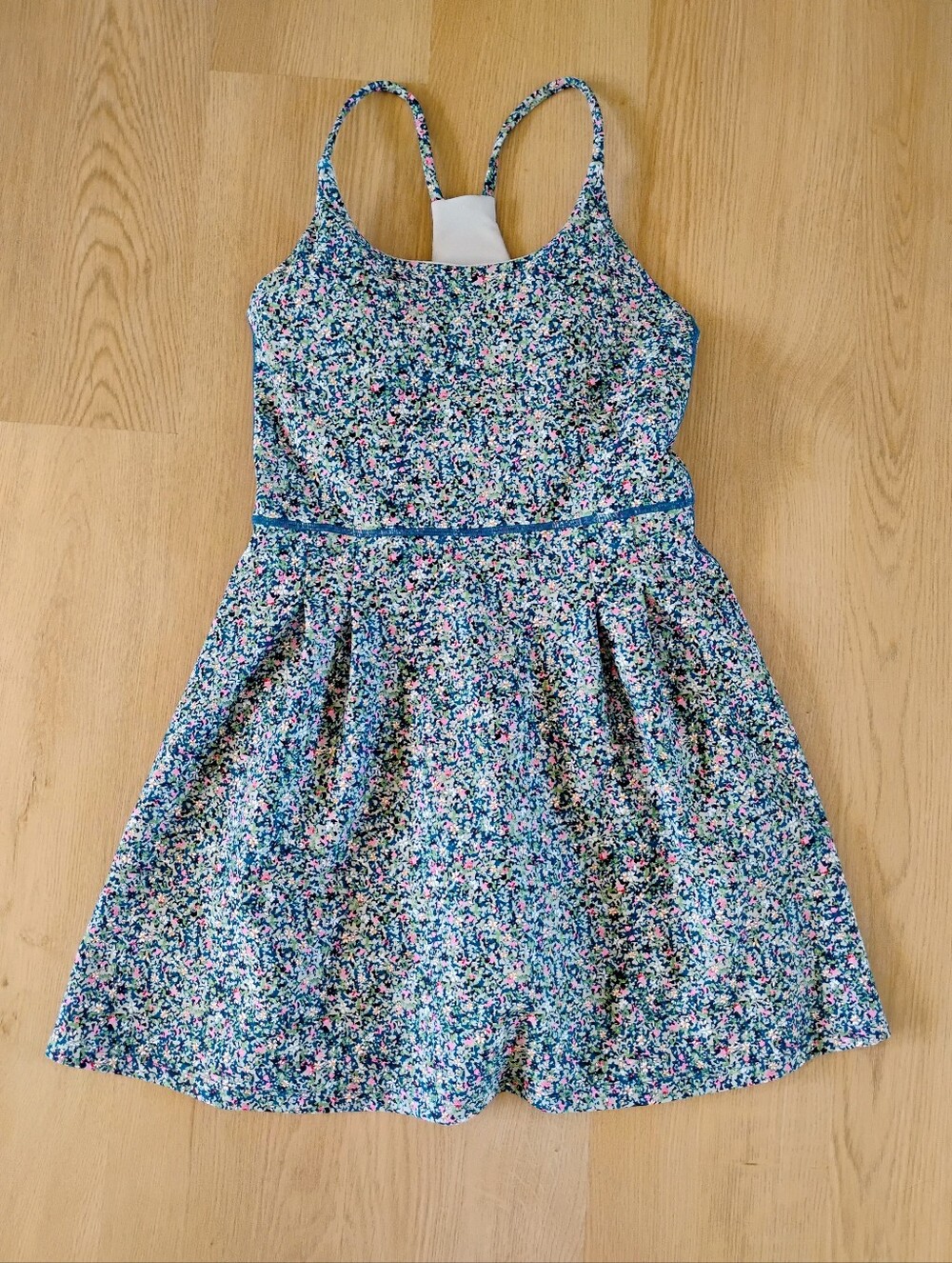 Sage Collective Floral Fit-and-Flare Athletic Dress in Blue and Pink
